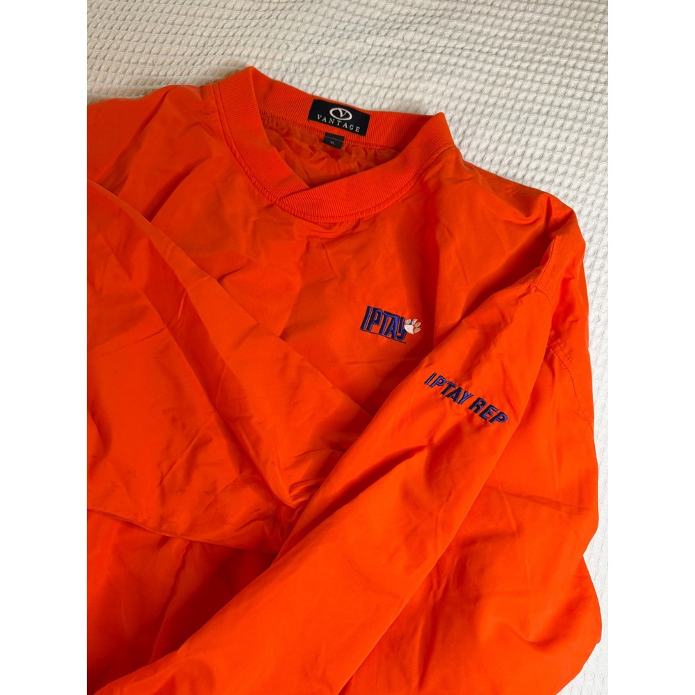 Vantage Windshirt Pullover Mens XL Orange IPTAY Clemson Rep V-Neck Jacket